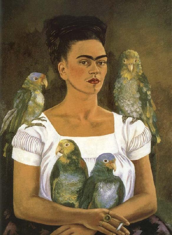 Frida Kahlo I and parrot